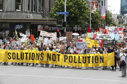 Ahead of the UN Climate Summit in Paris more than 15,000 New Zealanders take part in the Peoples Climate March in Queen St, Auckland, kicking off what will be the largest climate mobilisation the world has ever seen. Over the weekend there will be marches in more than 2000 cities around the globe, and in 34 other New Zealand locations, challenging the leaders of the world to take real climate action. Greenpeace/Nigel Marple