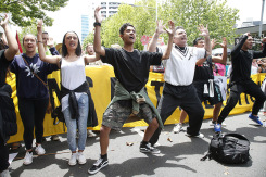 Ahead of the UN Climate Summit in Paris more than 15,000 New Zealanders take part in a mass haka challenging the leaders of the world to take real climate action. The haka was part of the Peoples Climate March in Queen St, Auckland, kicking off what will be the largest climate mobilisation the world has ever seen. Over the weekend there will be marches in more than 2000 cities around the globe, and in 34 other New Zealand locations. Greenpeace/Nigel Marple