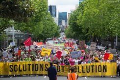 Ahead of the UN Climate Summit in Paris about 15,000 New Zealanders take part in the Peoples Climate March in Queen St, Auckland, kicking off what will be the largest climate mobilisation the world has ever seen. Over the weekend there will be marches in more than 2000 cities around the globe, and in 34 other New Zealand locations, challenging the leaders of the world to take real climate action.